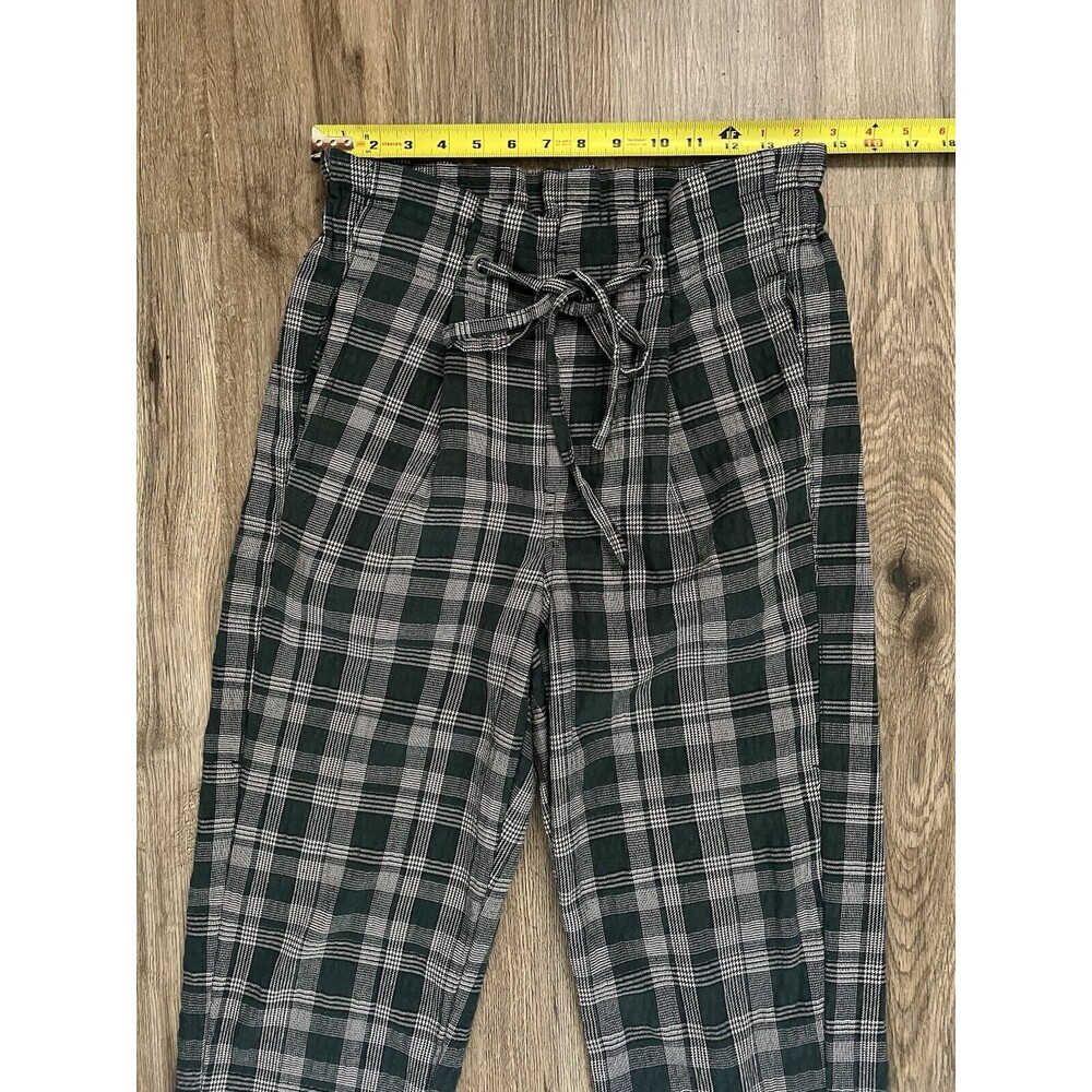Free People Potato Sack High Rise Loose Fit Green Plaid Pant Size 0 - Picture 5 of 8